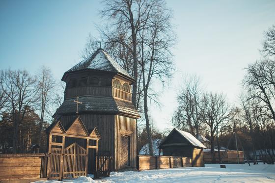 Wooden Palūšė Church with a bell tower 34
