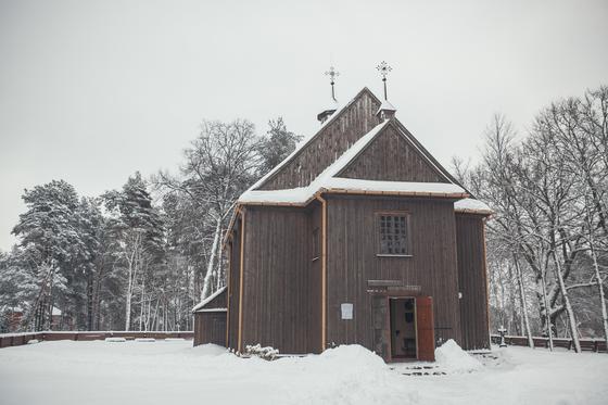Wooden Palūšė Church with a bell tower 20